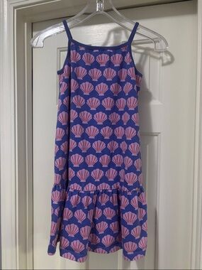 Hanna Andersson Blue Sundress with Pink Shell Print